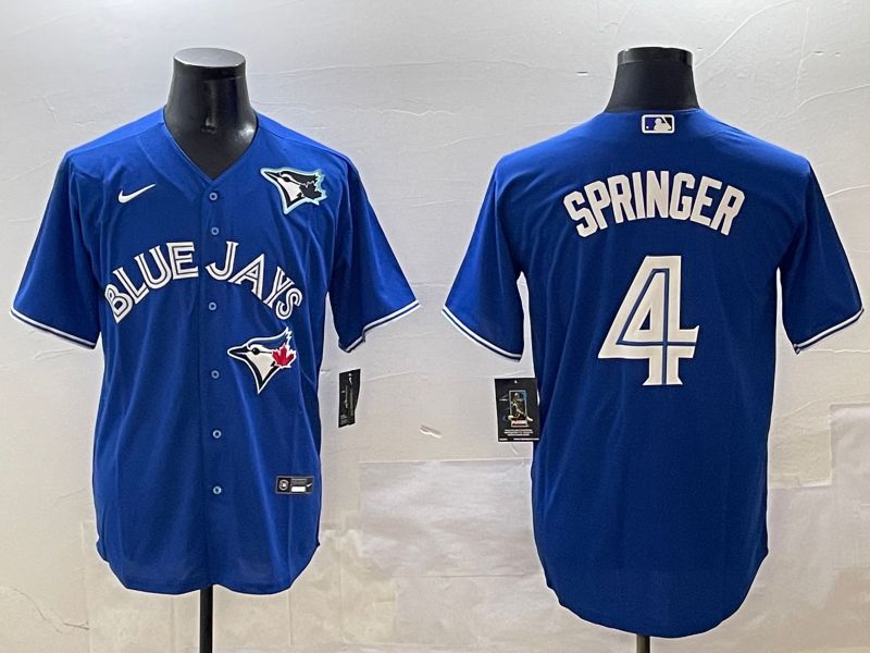 Men Toronto Blue Jays #4 Springer Blue Game 2025 Nike MLB Jersey style 3